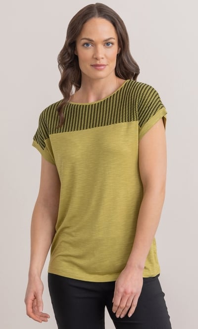 Crochet Knit Panel Jersey Top