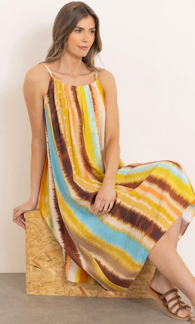 Strappy Striped Midi Dress