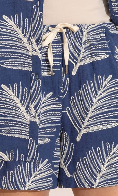 Embroidered Pull On Cotton Shorts