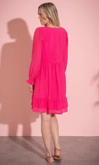 Crinkle Frilled Hem Tunic Dress