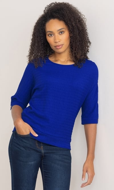 Textured Button Cuff Top