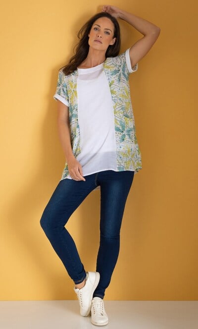 Splatter Print And Plain Tunic Top