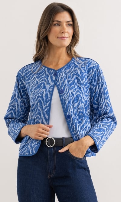 Printed Lightweight Quilted Boxy Jacket