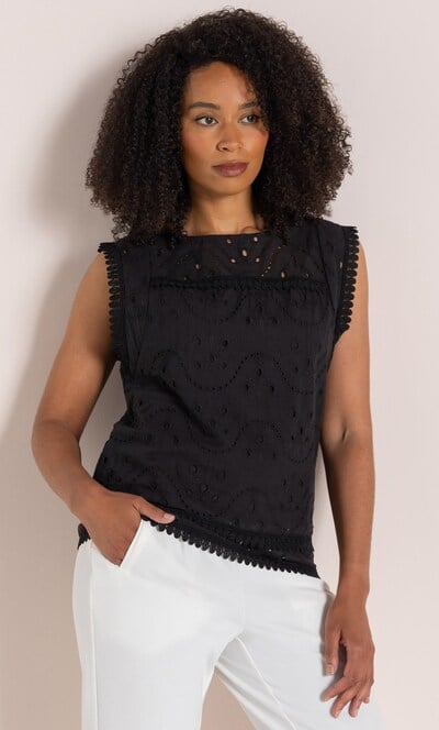 Broderie Sleeveless Cotton Top