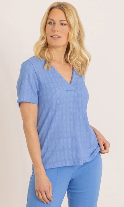 Jersey Jacquard V Neck Top