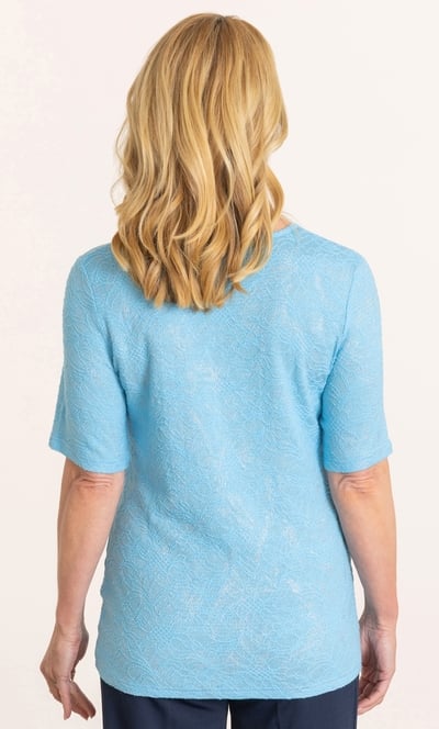 Anna Rose Textured Shimmer Short Sleeve Top