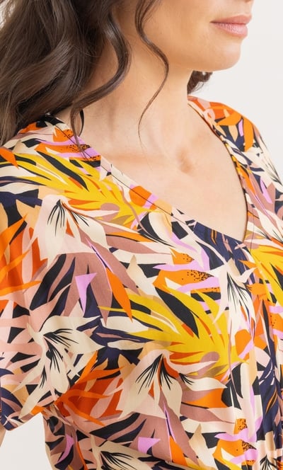 Printed Smocked Waist Midi Dress