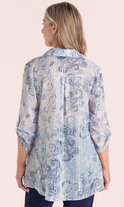 Anna Rose Shimmer Paisley Printed Blouse