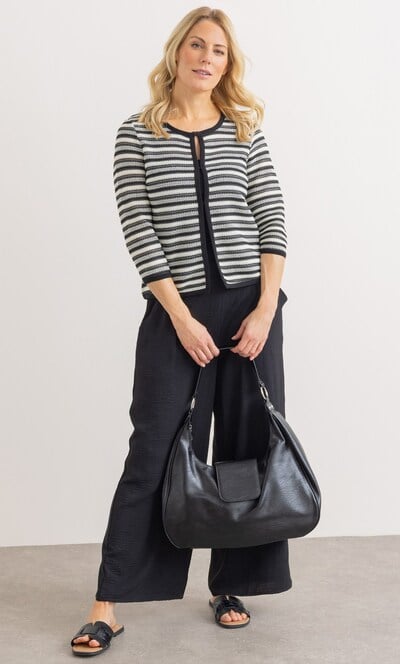 Striped Edge To Edge Crochet Jacket