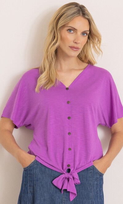 Textured Tie Hem Top