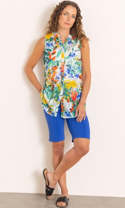 Anna Rose Garden Print And Shimmer Stripe Blouse