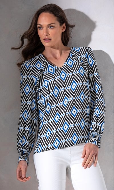 Geometric Printed Long Sleeve Top