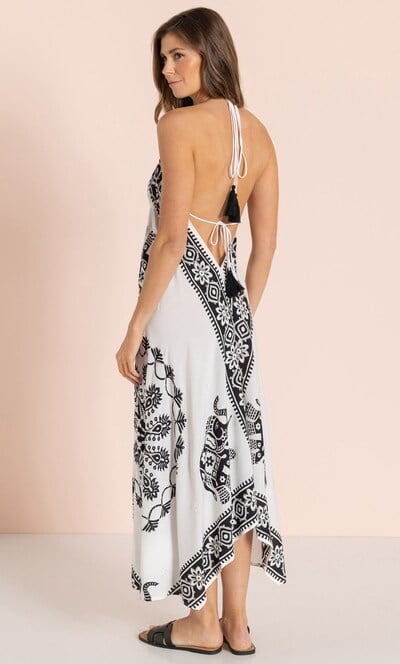 Embroidered And Printed Hanky Hem Dress