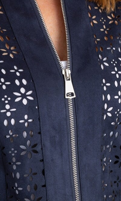 Anna Rose Laser Cut Suedette Jacket