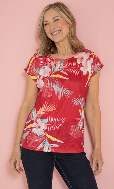 Anna Rose Embellished Garden Print Top