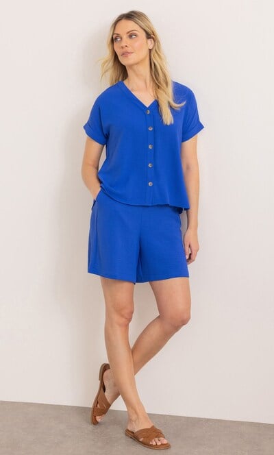 Textured V Neck Blouse