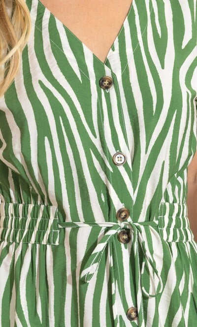 Printed Button Down Midi Dress