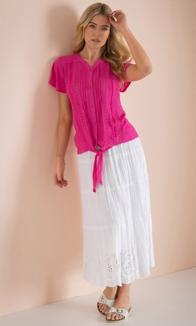 Tie Front Short Sleeve Blouse