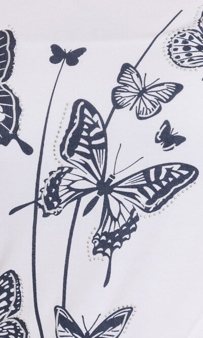 Anna Rose Embellished Butterfly Print Top