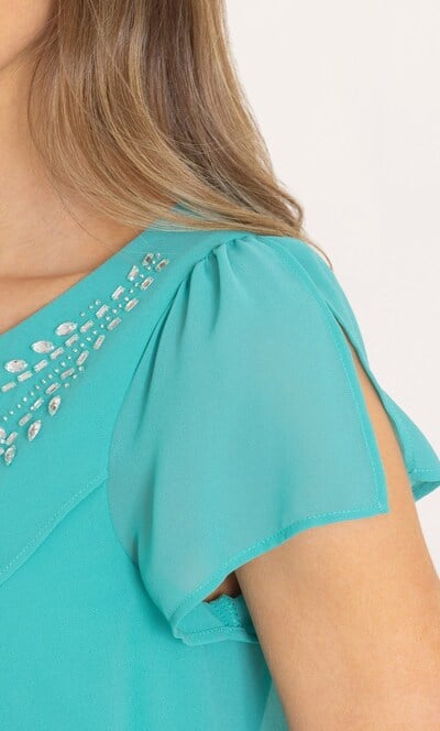 Embellished Layered Short Sleeve Dress