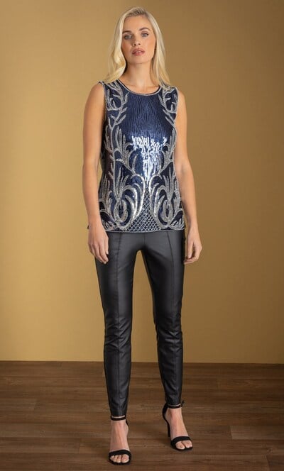 Embellished Mesh Sleeveless Top