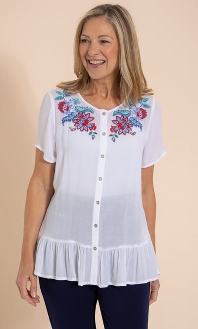 Anna Rose Embellished Embroidered Blouse