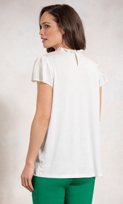 Ruffle Neck Short Sleeve Top