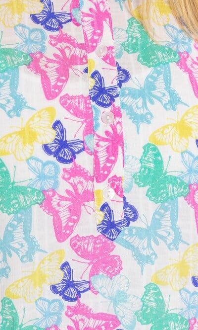 Anna Rose Short Sleeve Butterfly Print Top