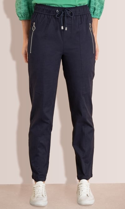 Pull On Cotton Stretch Slim Leg Trousers
