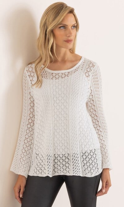Embellished Open Knit Top