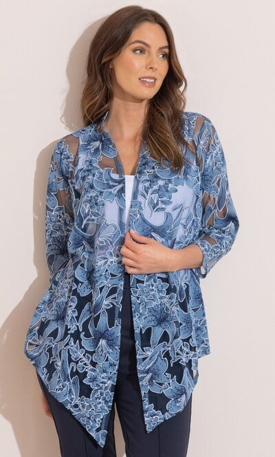 Floral Burnout Waterfall Cover Up