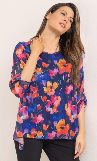 Garden Print Dip Hem Top