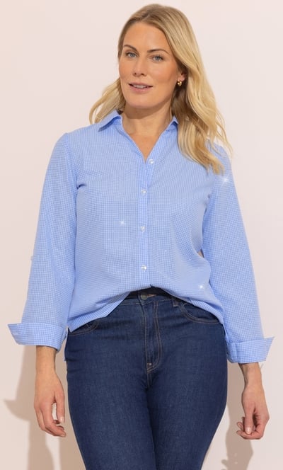 Anna Rose Embellished Checked Shirt