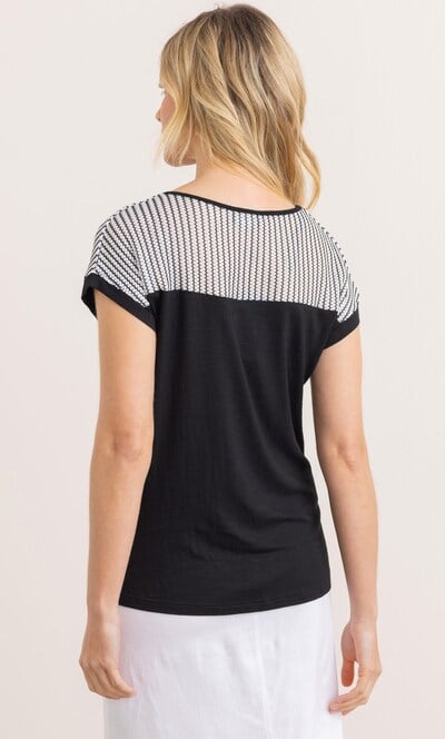 Crochet Knit Panel Jersey Top