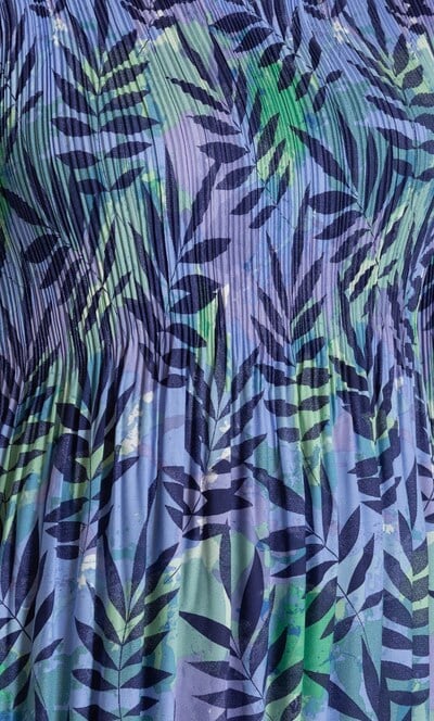 Leaf Print Pleated Top