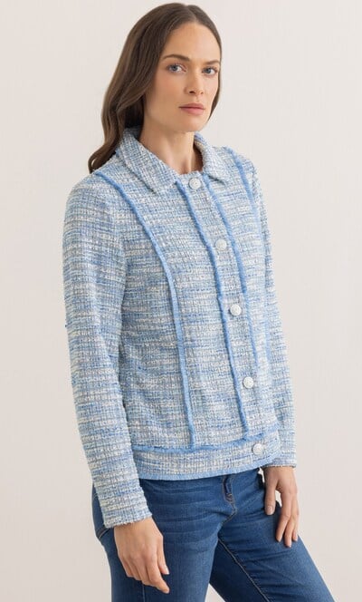 Boucle Fringed Button Jacket