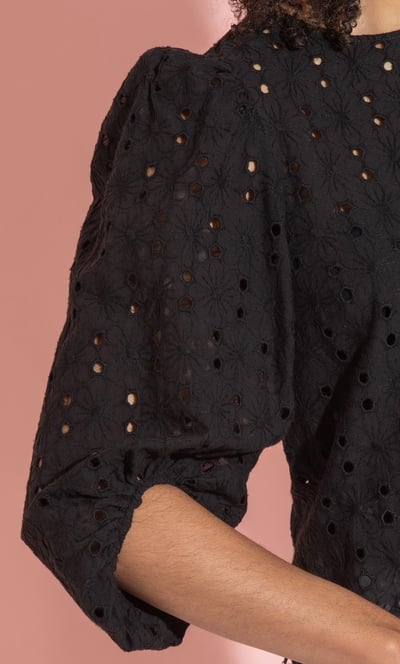 Broderie Anglaise Puff Sleeve Top
