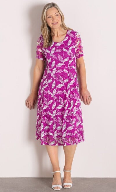 Anna Rose Printed Lace Panelled Dress