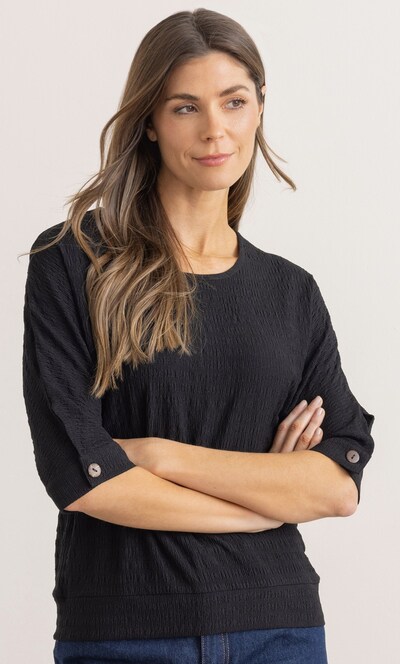 Textured Button Cuff Top