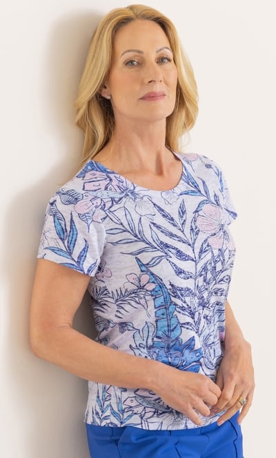 Anna Rose Embellished Garden Print Top