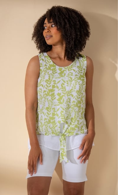 Sleeveless Double Layer Print Top