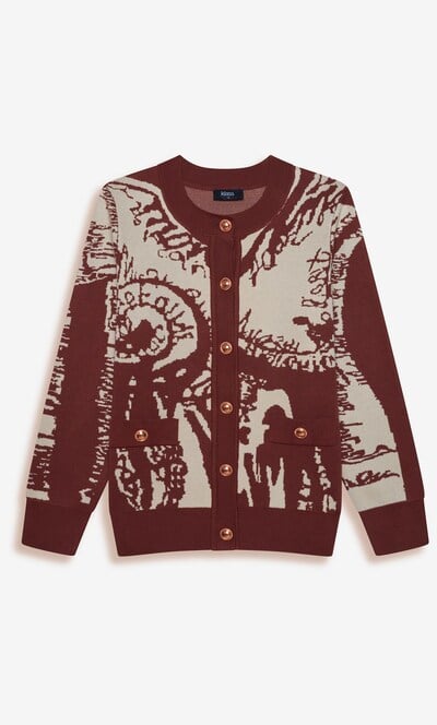 Vintage-Inspired Patterned Long Sleeve Cardigan