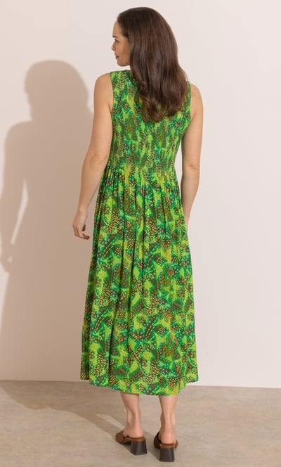 Printed Smocked Midaxi Dress