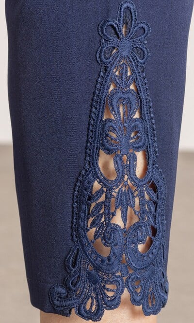 Anna Rose Lace Trim Slim Leg Trousers
