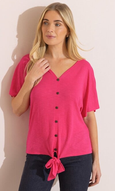 Textured Tie Hem Top