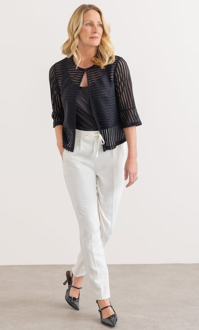 Anna Rose Striped Mesh Peplum Jacket