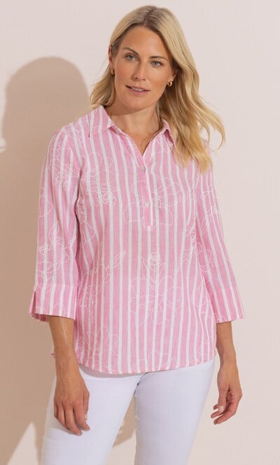 Anna Rose Embroidered Striped Shirt