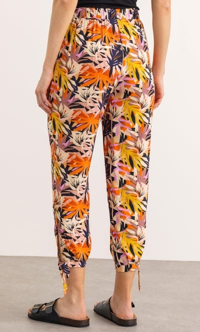 Printed Tie Hem Crop Trousers