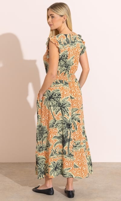 Palm Tree Printed Maxi Dress