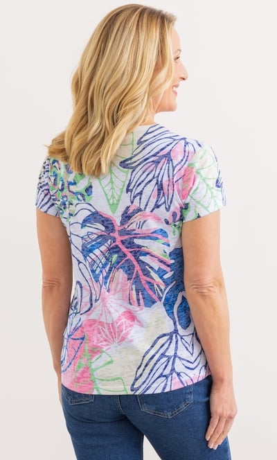 Anna Rose Embellished Garden Print Top